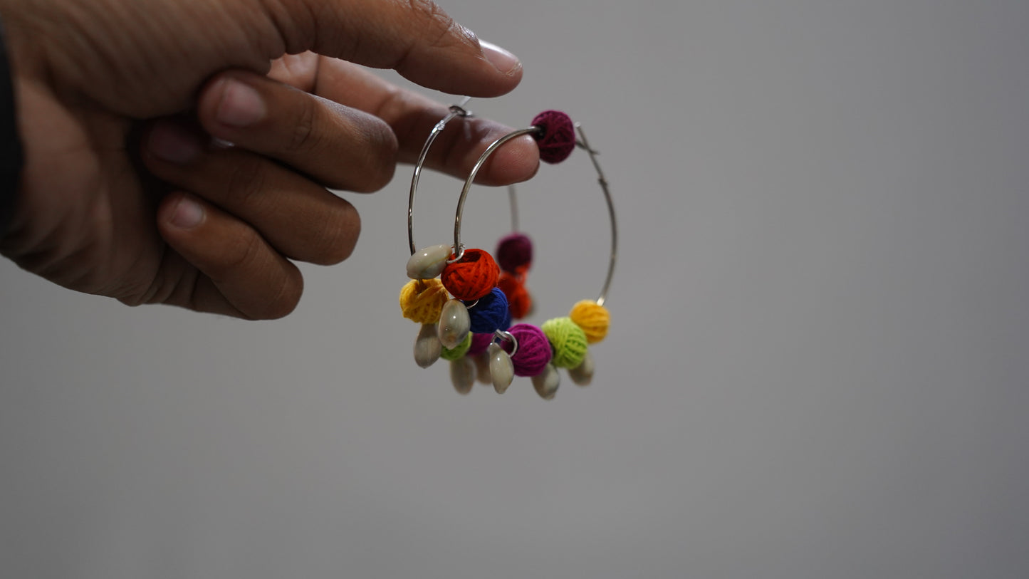 Textile Treasure |Circle | Multi Colour | Handcrafted Earrings