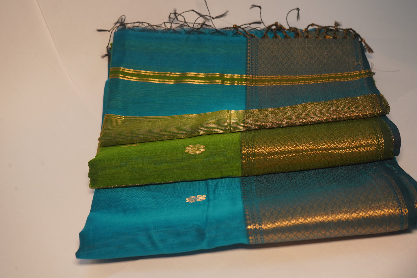 Regal Blue With Navy Green | Honnesha Cotton Silk Saree