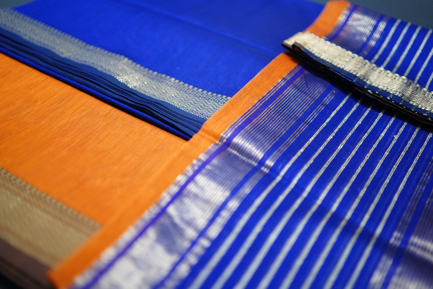 Adya | Deep Orange Honnesha Silk Cotton Handloom Suit Material