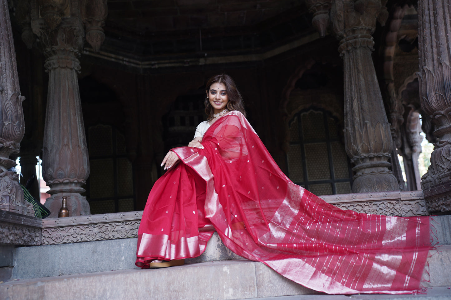 Virasat Red | Honnesha Cotton Silk Saree