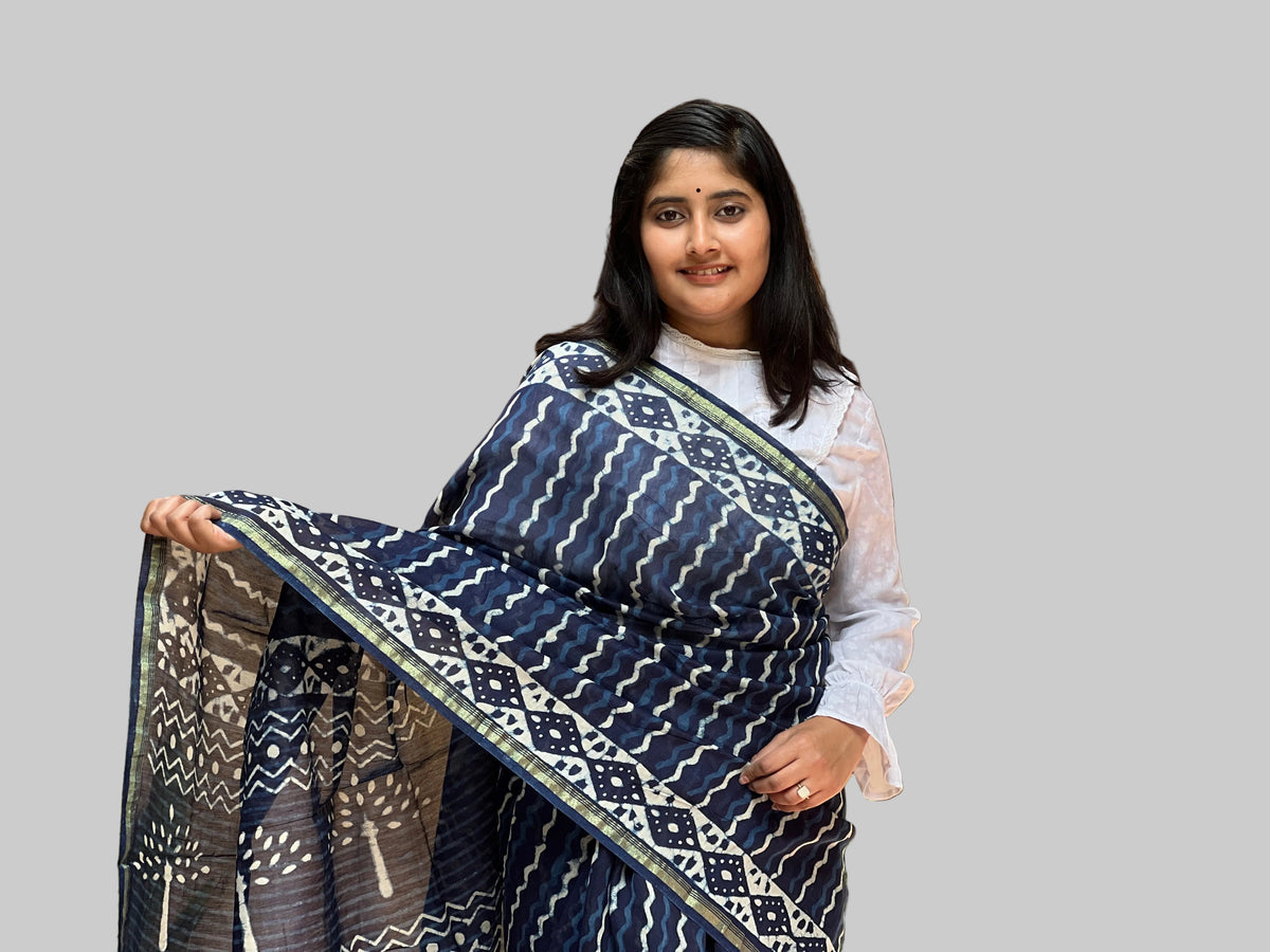 Indigo Print | Honnesha Saree