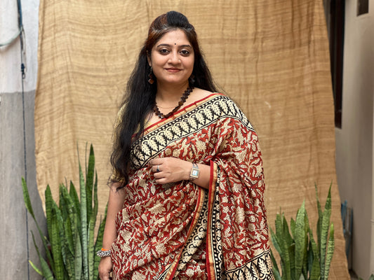 Bagru Print Black & Red | Honnesha Handloom
