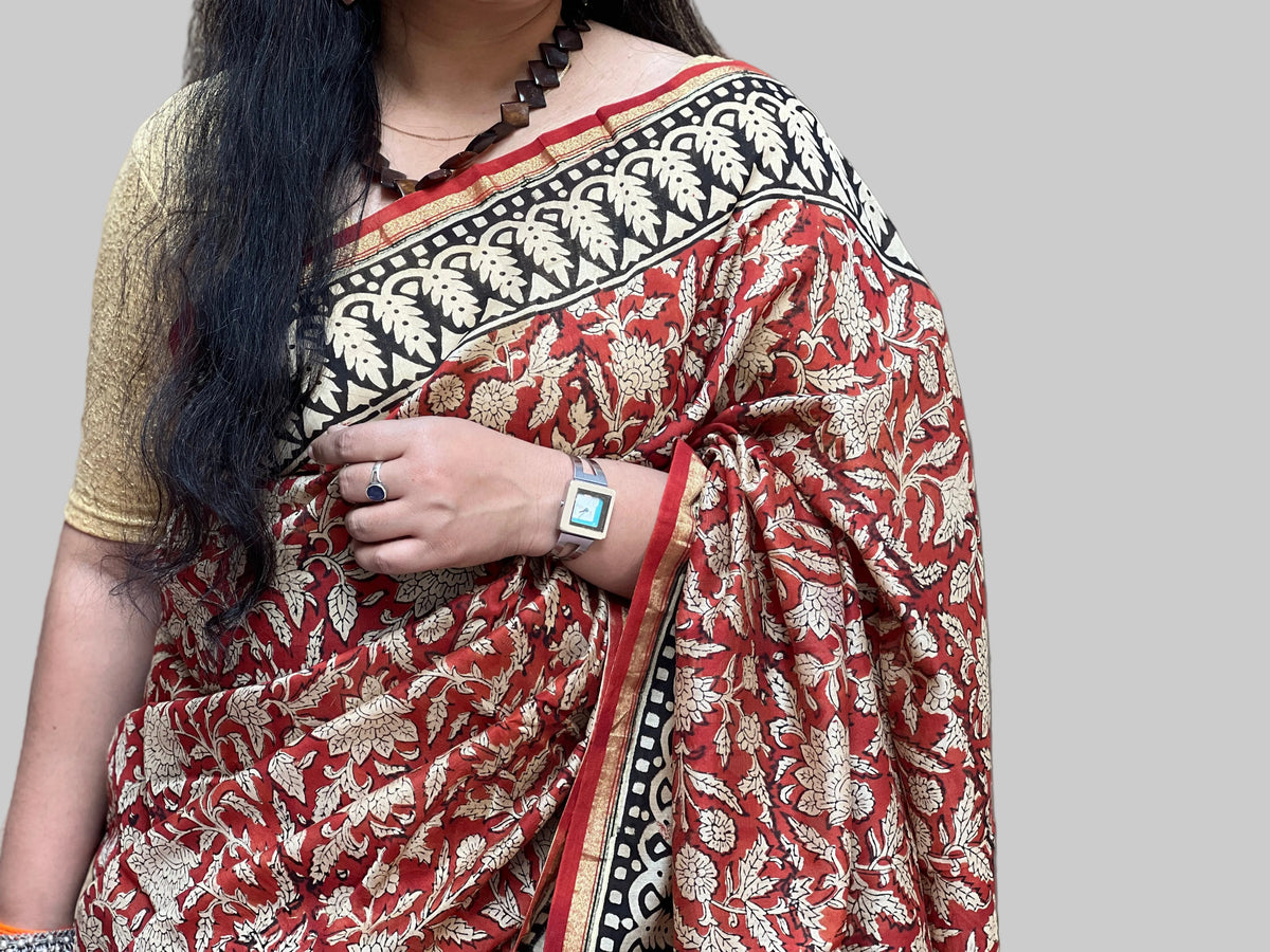 Bagru Print Black & Red | Honnesha Handloom