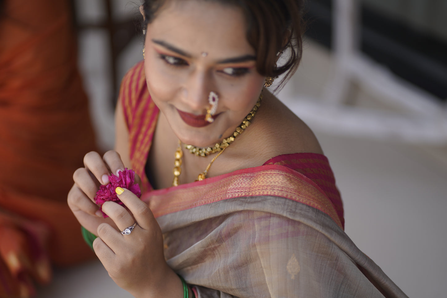Chandrika | Beige Honnesha Handloom Saree