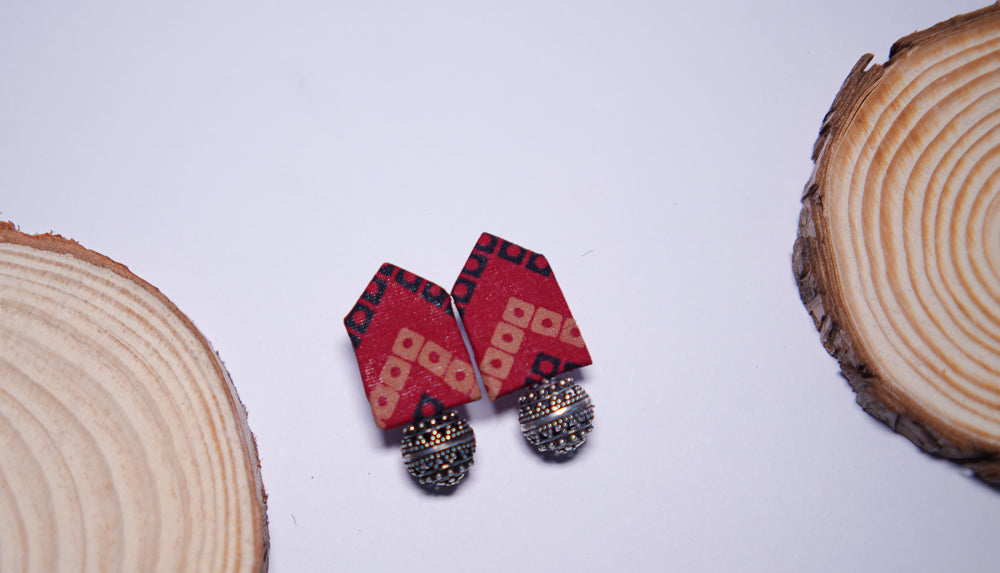 Boho Flair | Red Black| Handcrafted Earrings