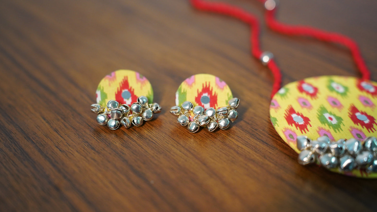 Fabric Fusion | Multicolour | Handcrafted Set | Necklace Earrings Bangles