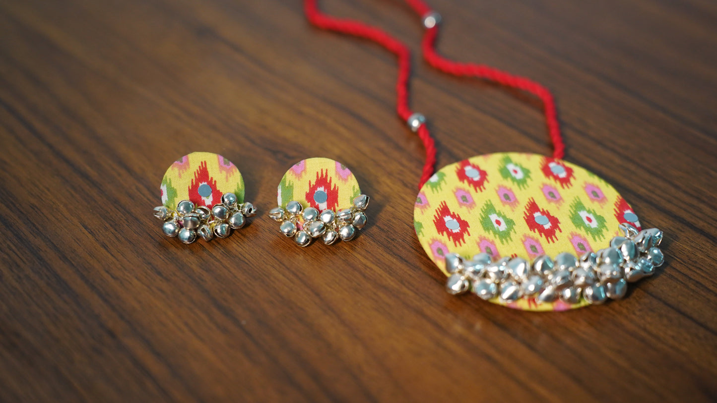 Fabric Fusion | Multicolour | Handcrafted Set | Necklace Earrings Bangles