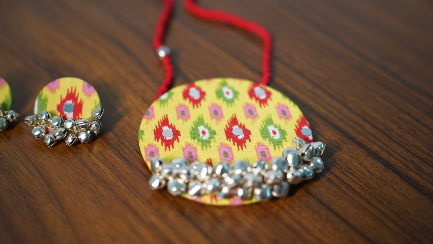 Fabric Fusion | Multicolour | Handcrafted Set | Necklace Earrings Bangles