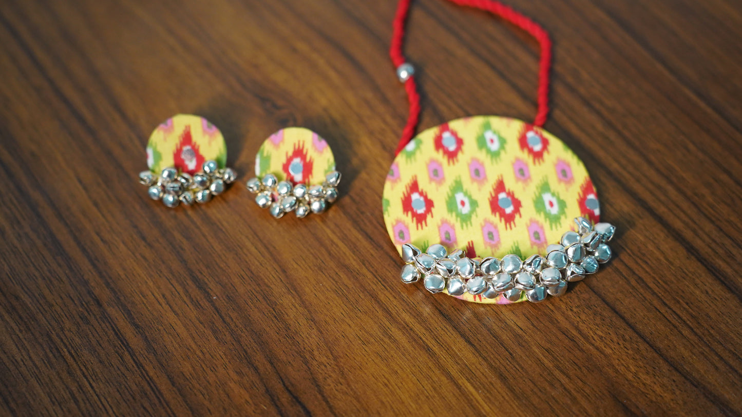 Fabric Fusion | Multicolour | Handcrafted Set | Necklace Earrings Bangles