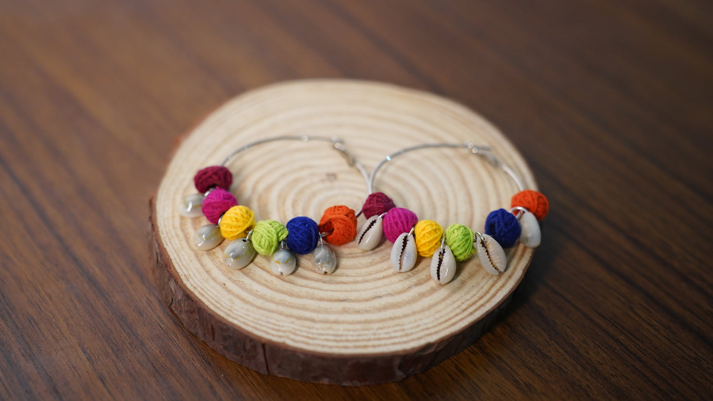 Textile Treasure |Circle | Multi Colour | Handcrafted Earrings
