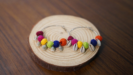 Textile Treasure |Circle | Multi Colour | Handcrafted Earrings