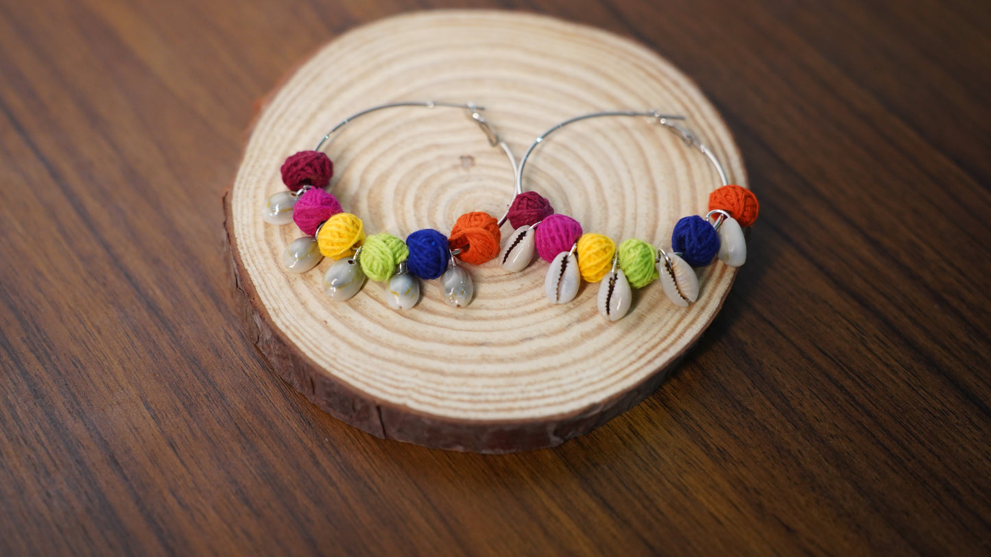 Textile Treasure |Circle | Multi Colour | Handcrafted Earrings