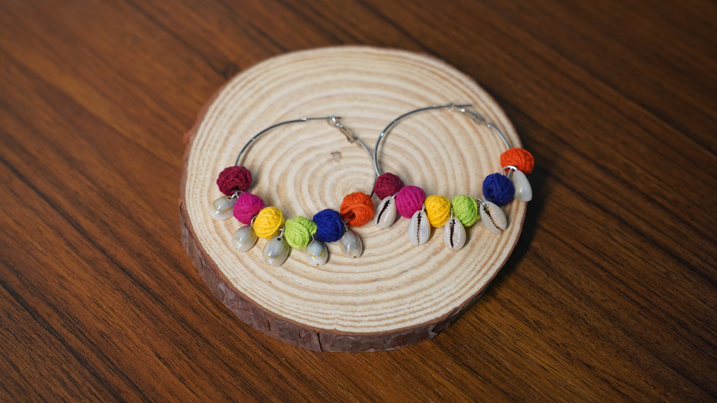 Textile Treasure |Circle | Multi Colour | Handcrafted Earrings