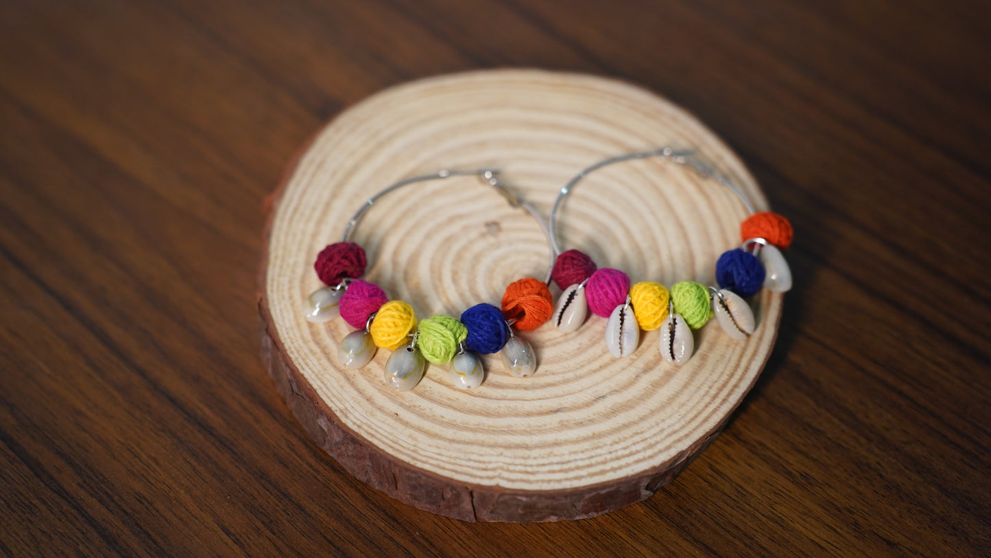 Textile Treasure |Circle | Multi Colour | Handcrafted Earrings