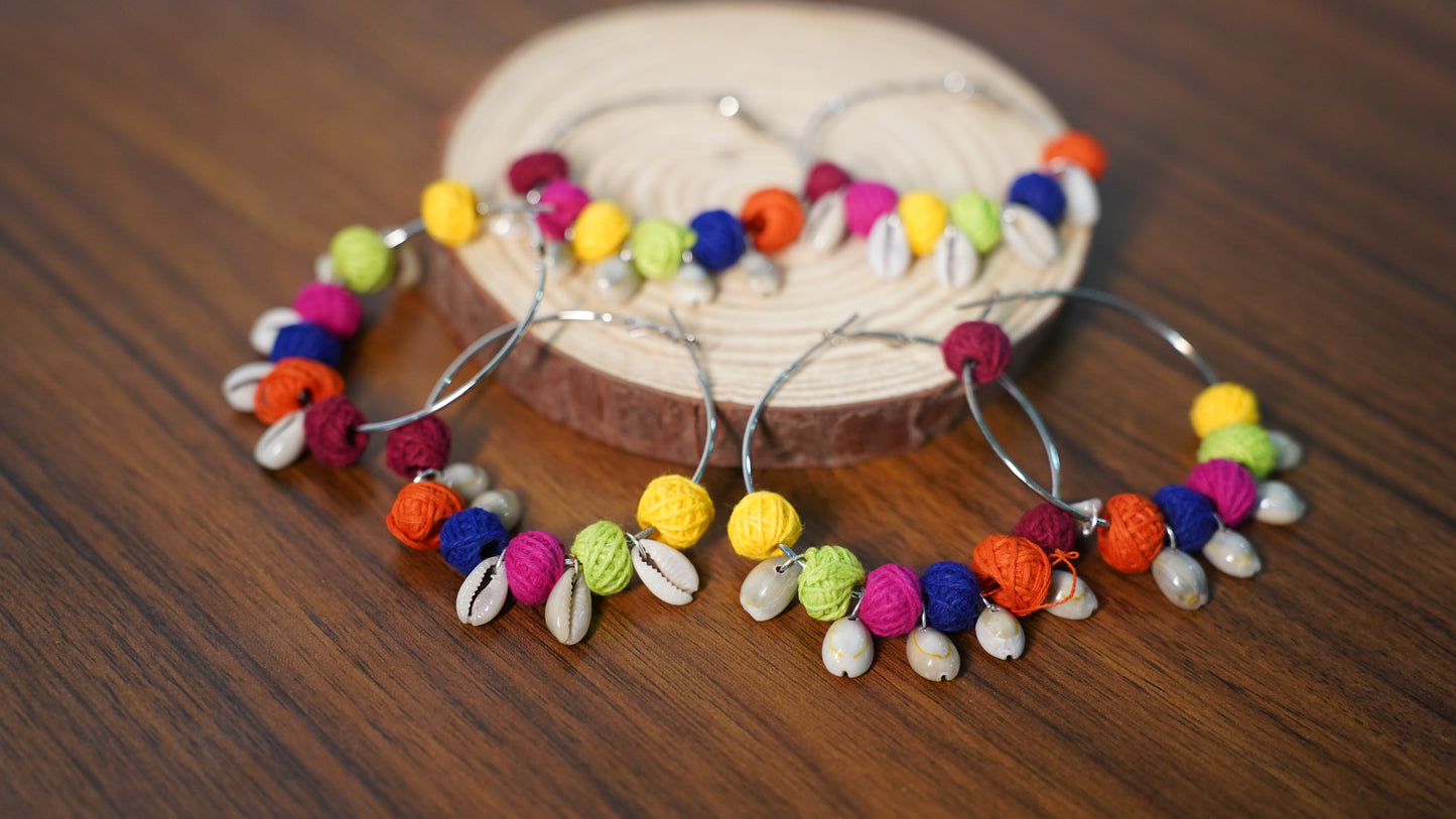 Textile Treasure |Circle | Multi Colour | Handcrafted Earrings