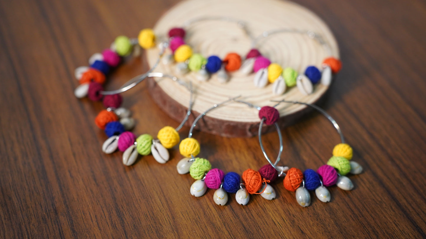 Textile Treasure |Circle | Multi Colour | Handcrafted Earrings