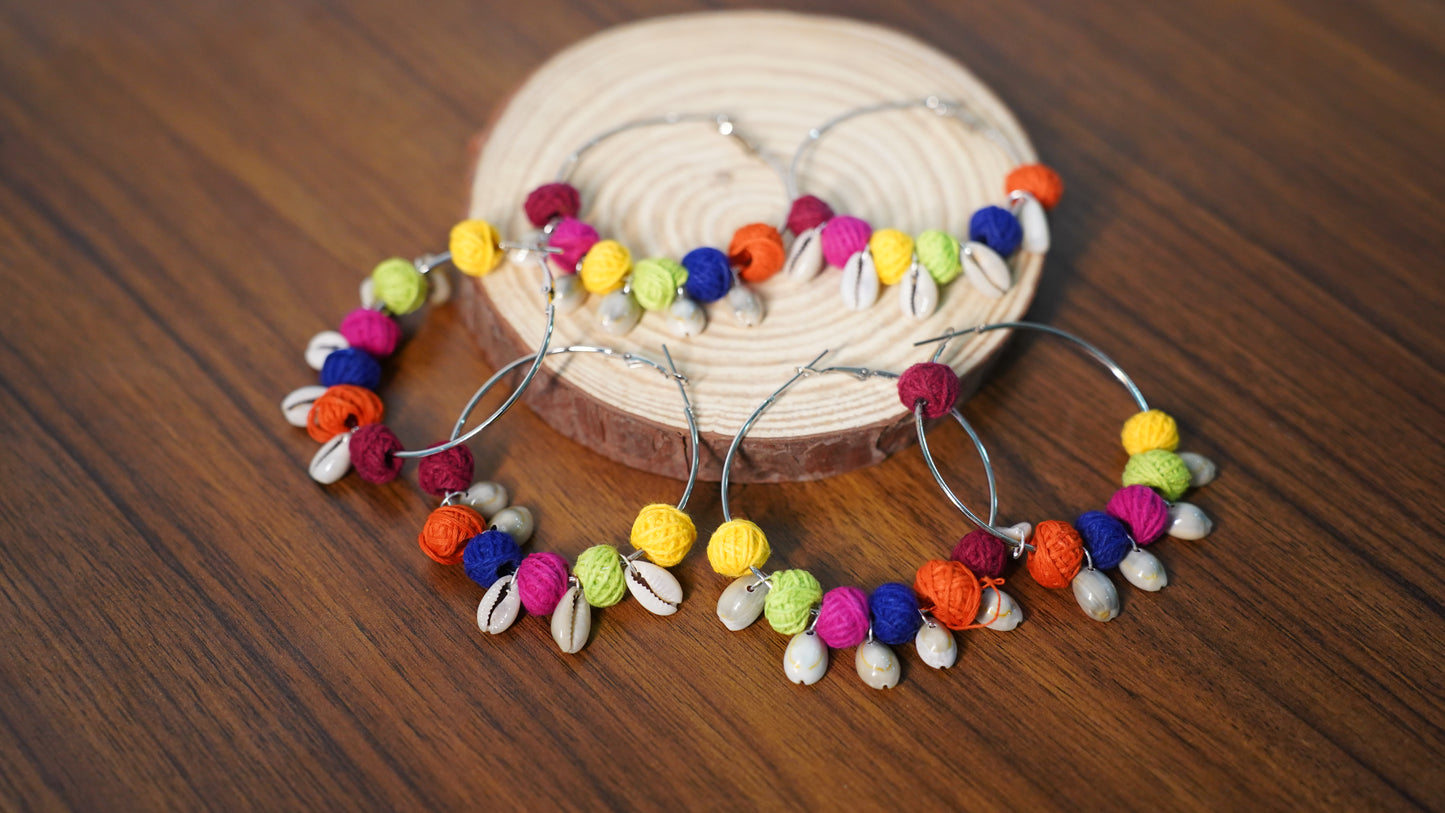Textile Treasure |Circle | Multi Colour | Handcrafted Earrings