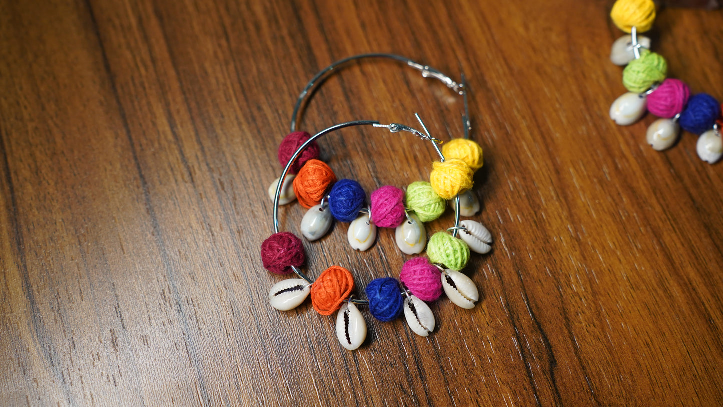Textile Treasure |Circle | Multi Colour | Handcrafted Earrings