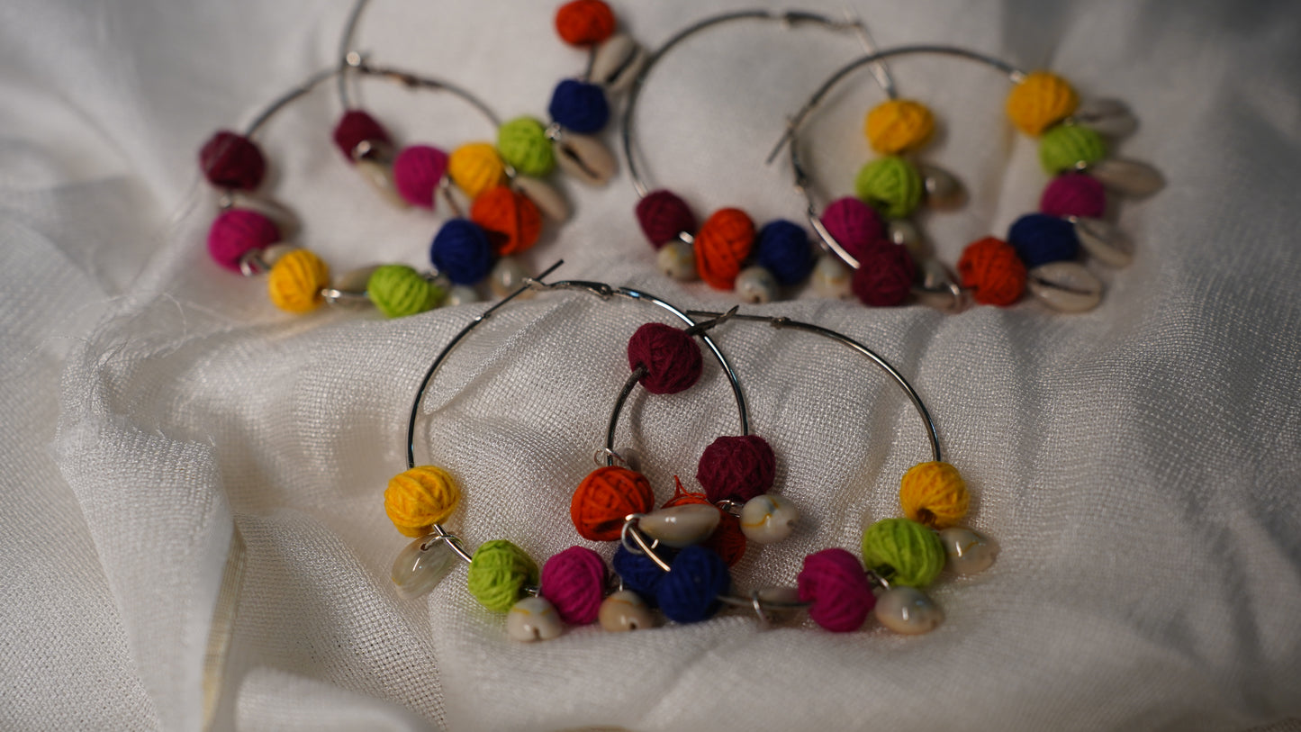 Textile Treasure |Circle | Multi Colour | Handcrafted Earrings