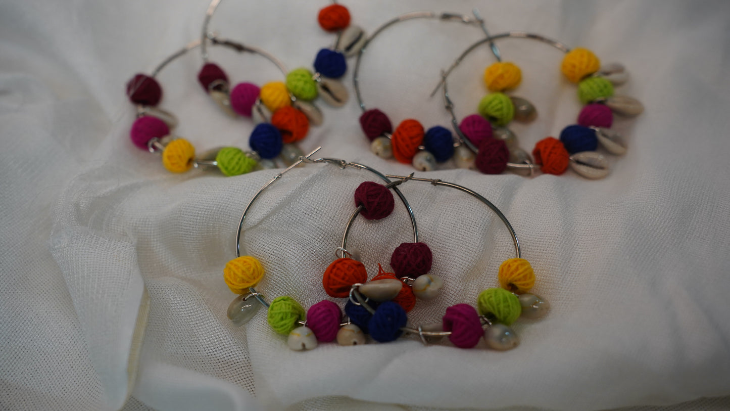 Textile Treasure |Circle | Multi Colour | Handcrafted Earrings