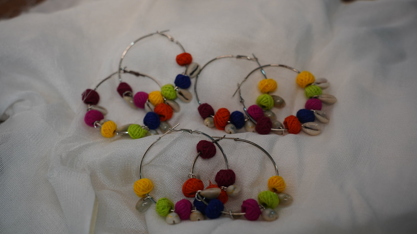 Textile Treasure |Circle | Multi Colour | Handcrafted Earrings
