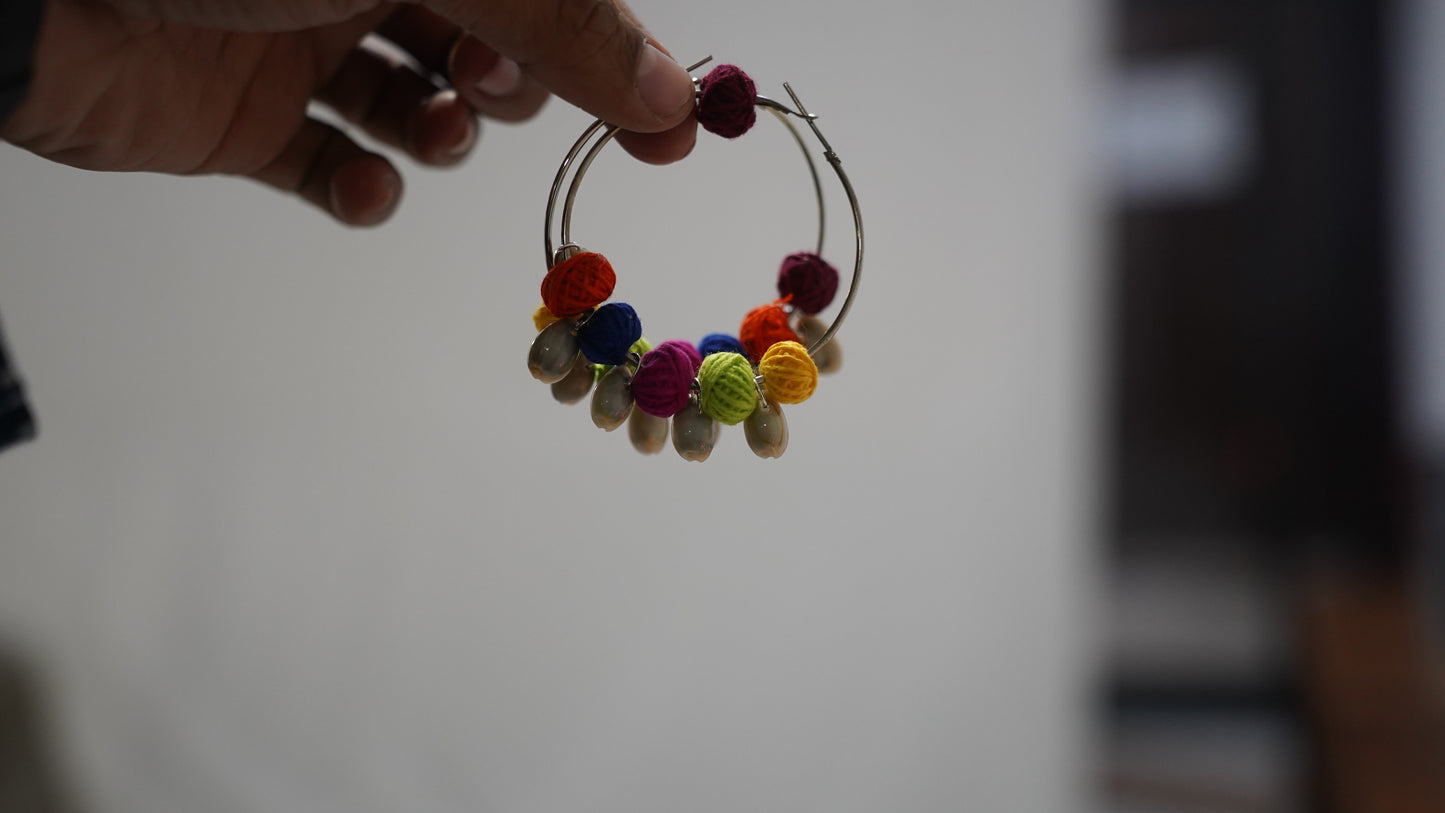 Textile Treasure |Circle | Multi Colour | Handcrafted Earrings