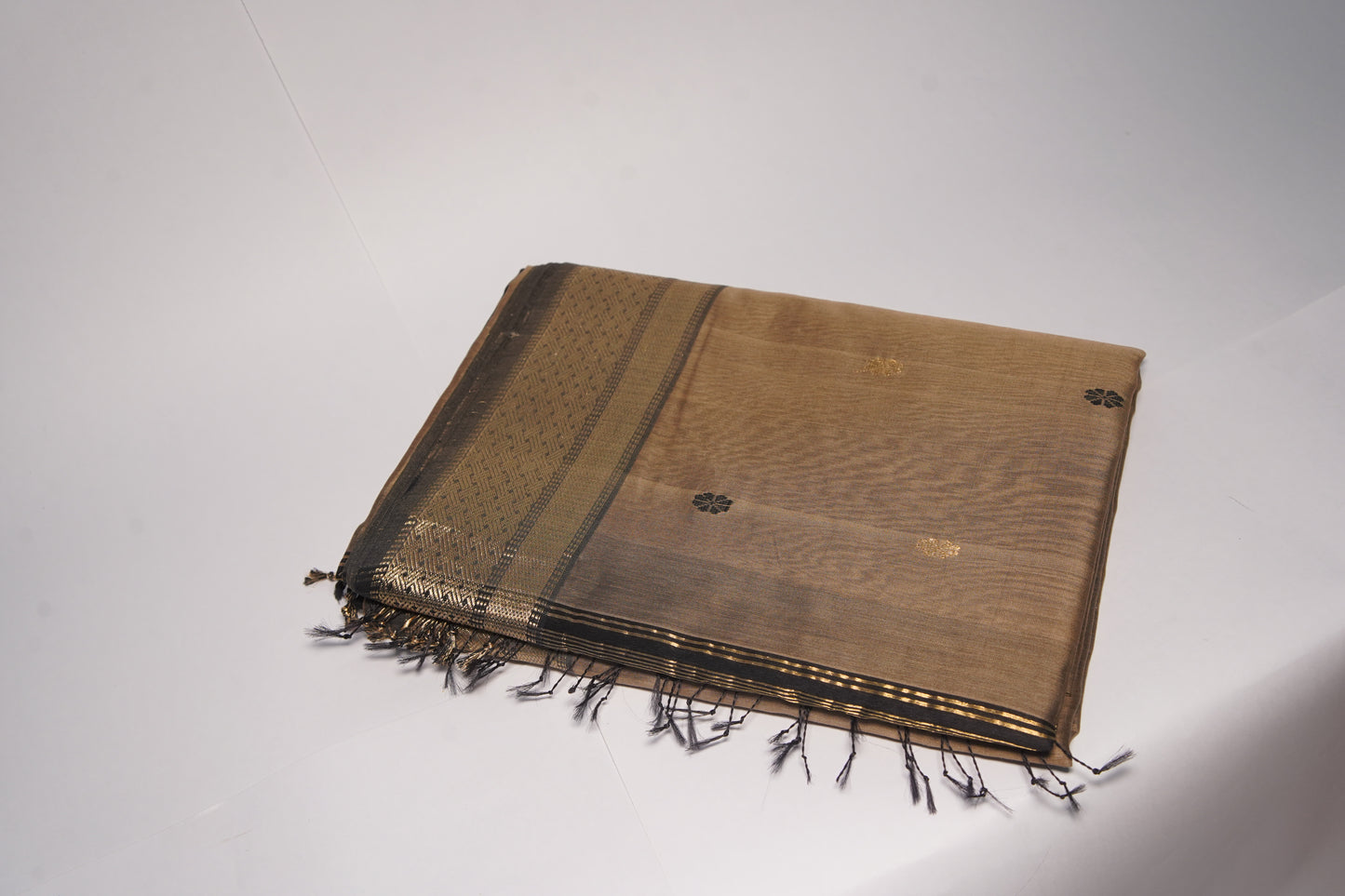 Kritrim Brown Cotton Silk Handloom Saree