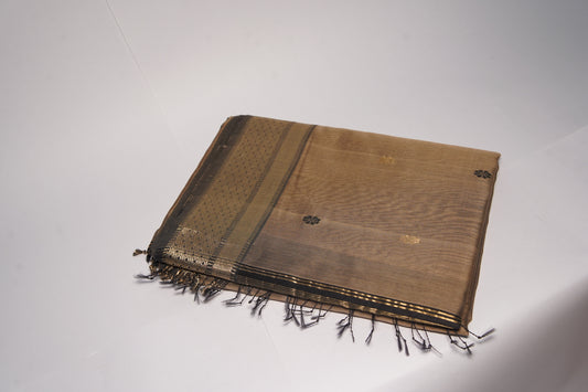 Kritrim Brown Cotton Silk Handloom Saree