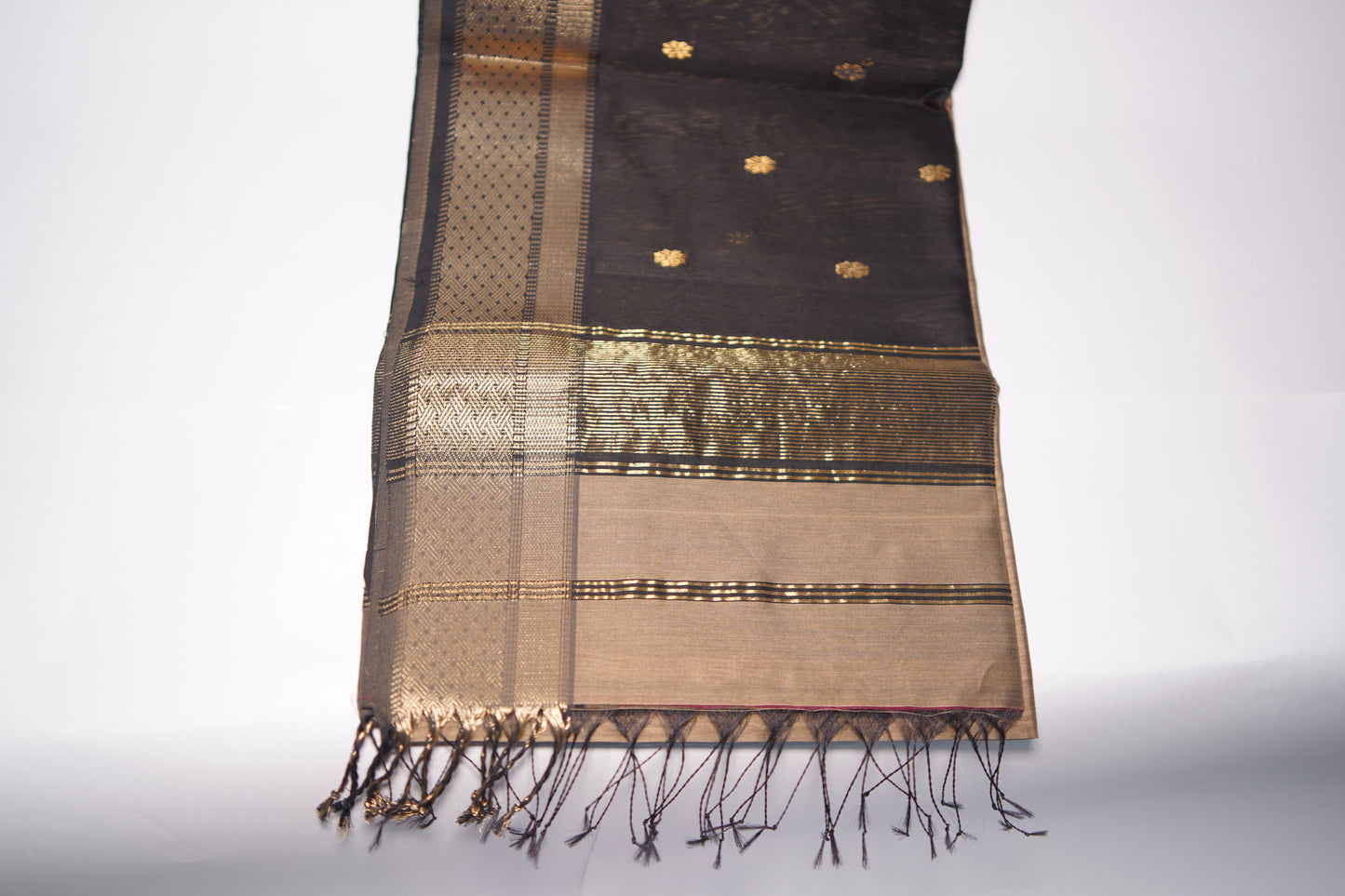 Kritrim Brown Cotton Silk Handloom Saree