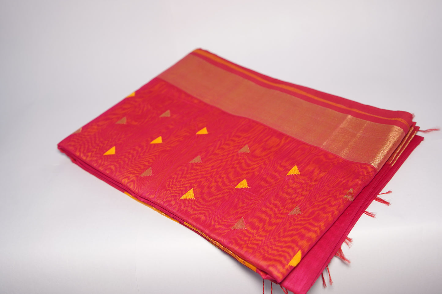 Dahlia Red Cotton Silk Handloom Saree