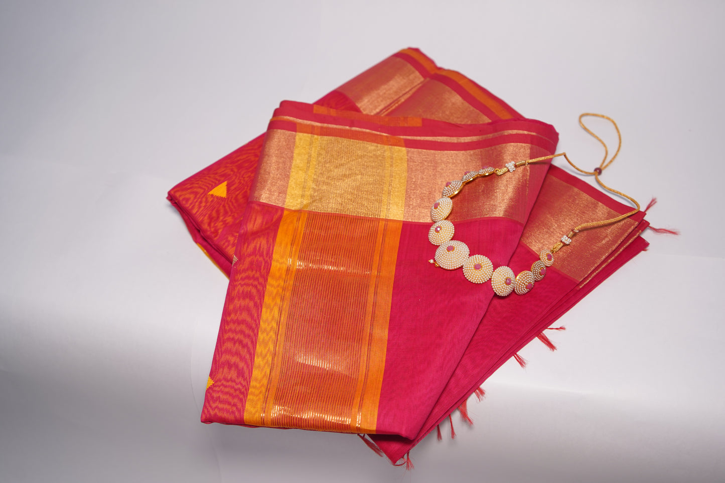 Dahlia Red Cotton Silk Handloom Saree