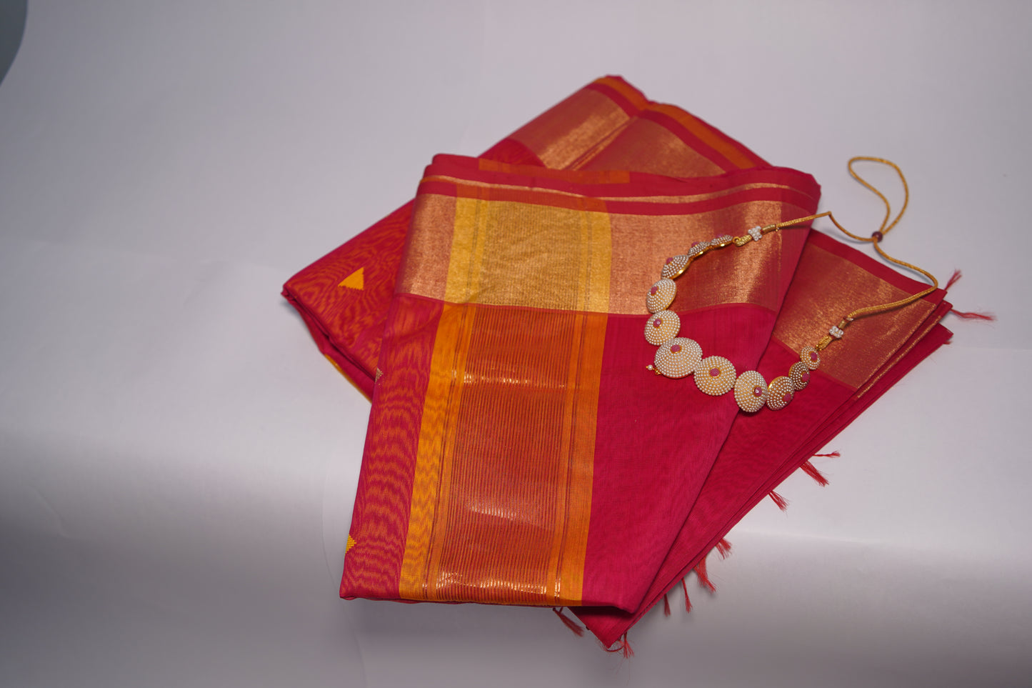 Dahlia Red Cotton Silk Handloom Saree