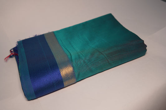 Swarna | Peacock Green Blue | Cotton Silk Saree