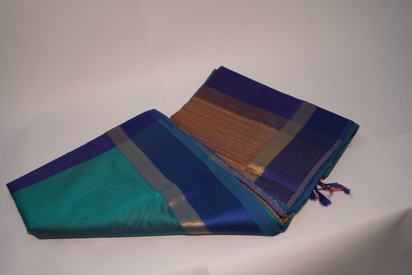 Swarna | Peacock Green Blue | Cotton Silk Saree