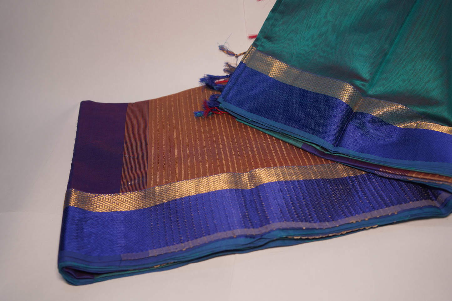 Swarna | Peacock Green Blue | Cotton Silk Saree