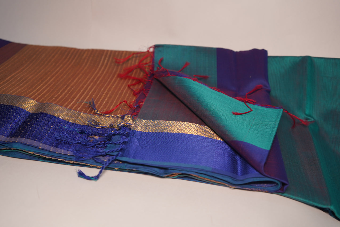 Swarna | Peacock Green Blue | Cotton Silk Saree