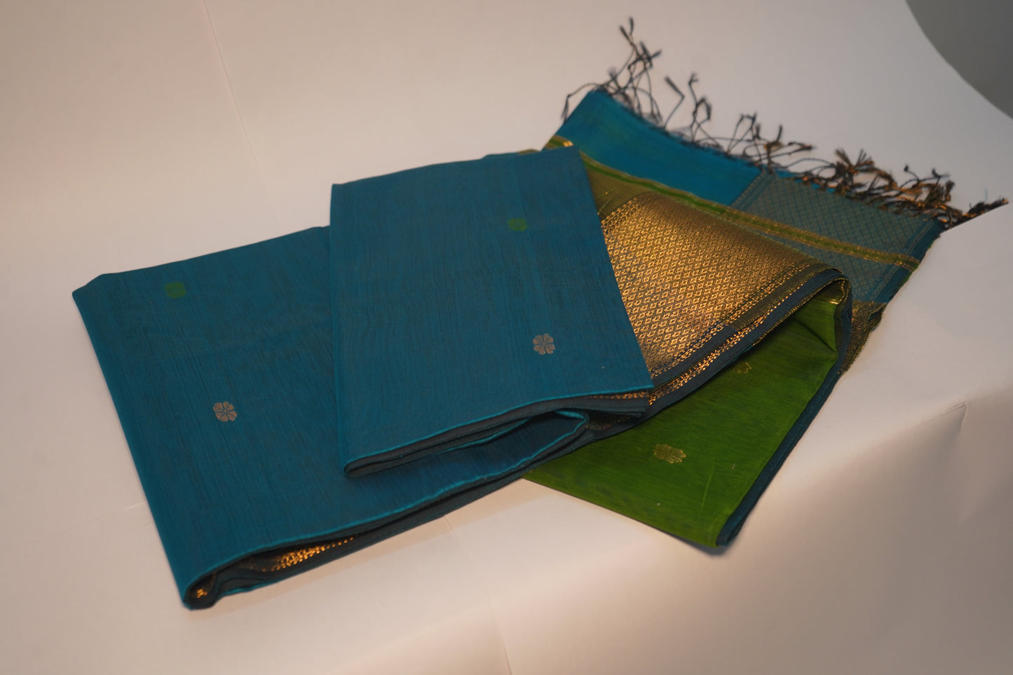 Regal Blue With Navy Green | Honnesha Cotton Silk Saree