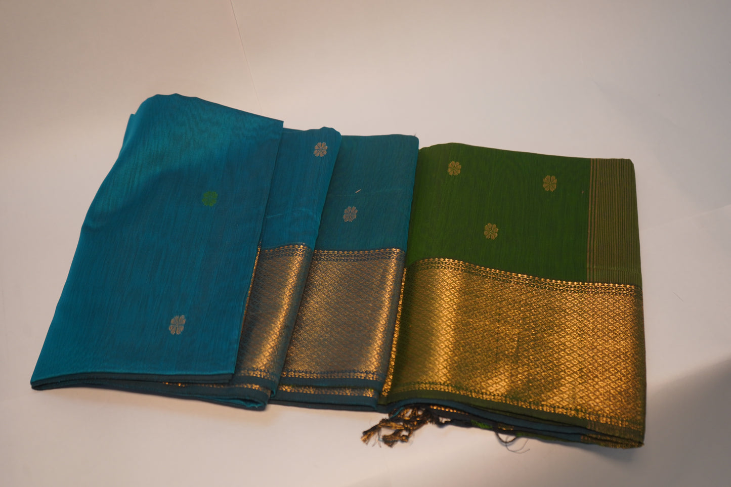 Regal Blue With Navy Green | Honnesha Cotton Silk Saree