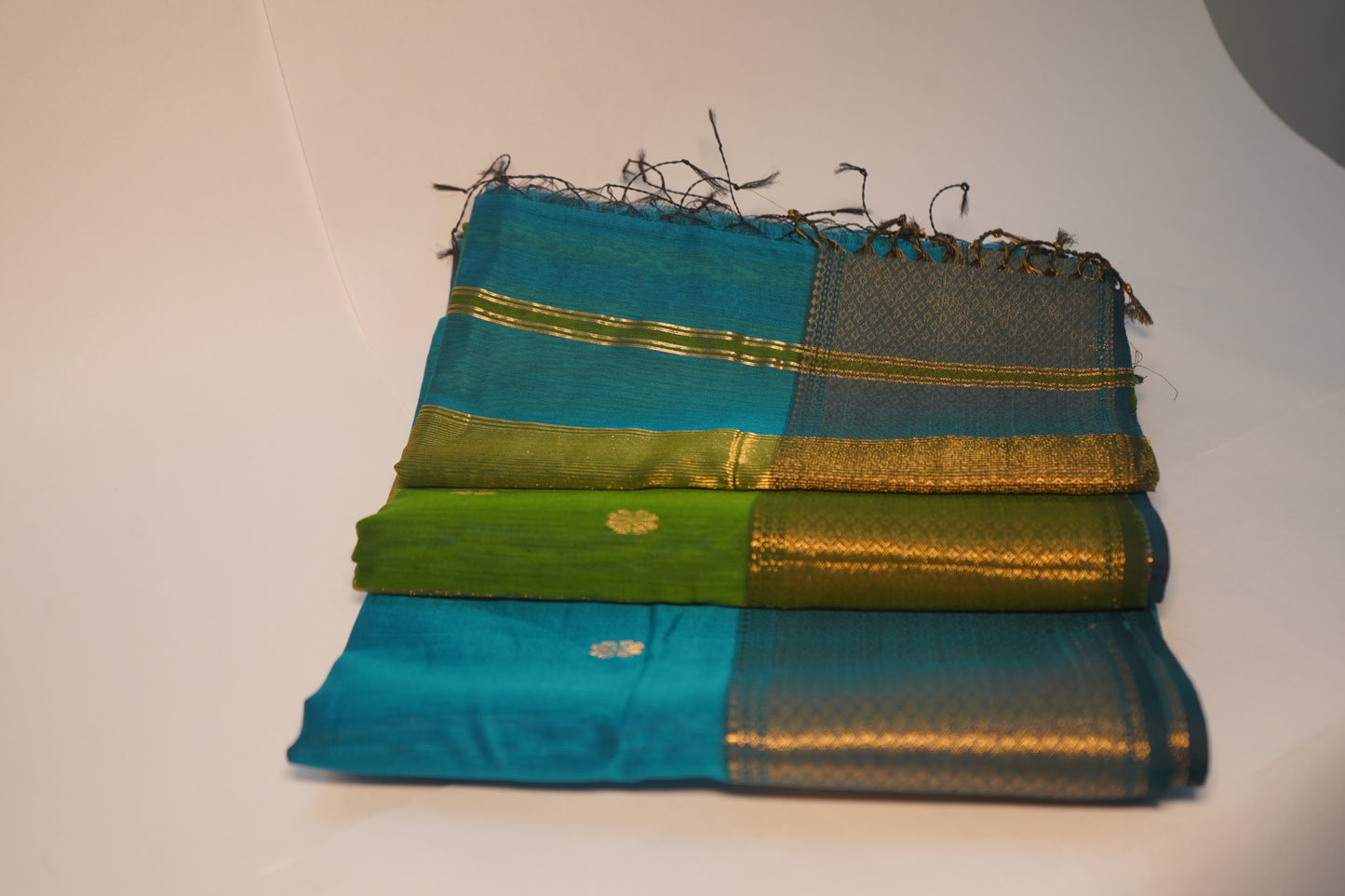 Regal Blue With Navy Green | Honnesha Cotton Silk Saree