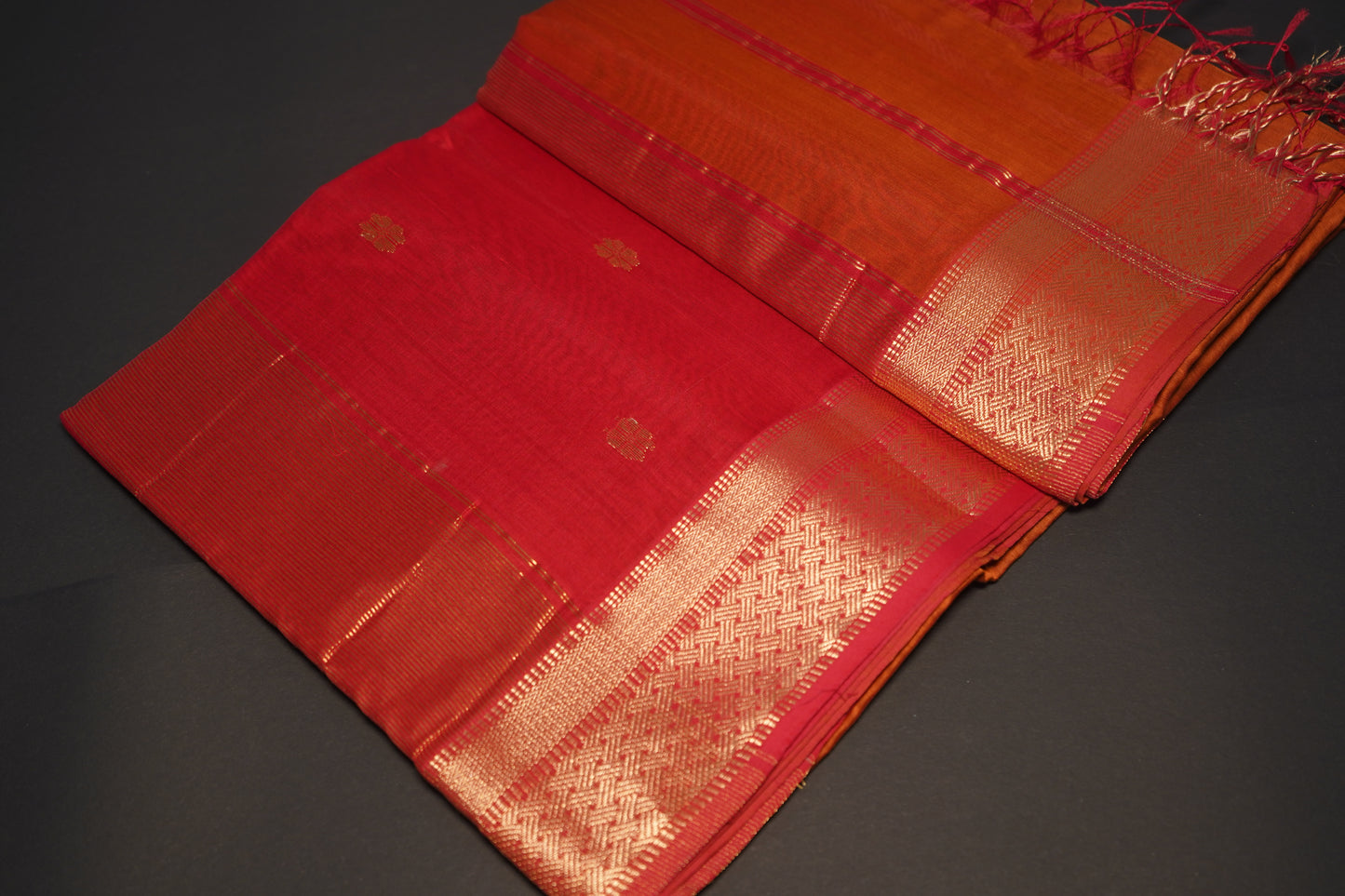 Kritrim Red |Cotton Silk Saree