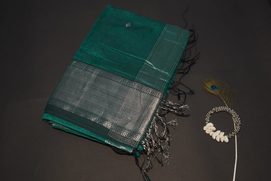 Virasat Rich Turquoise Green | Honnesha Cotton Silk Saree