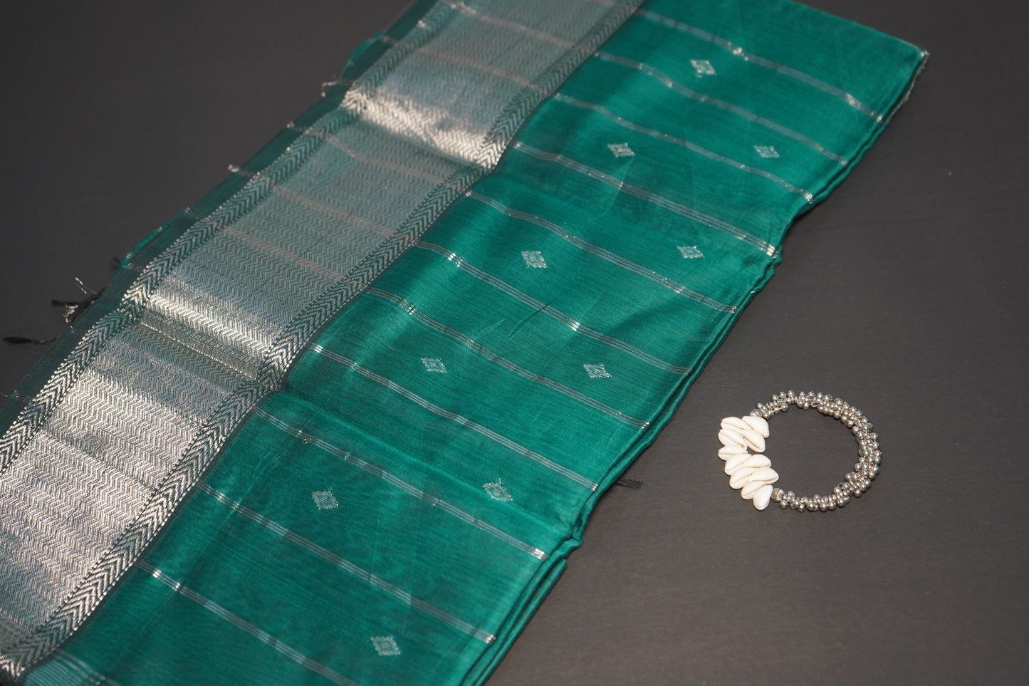 Virasat Rich Turquoise Green | Honnesha Cotton Silk Saree