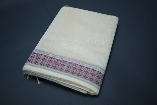 Iris Ivory / Brown, Yellow Cotton Silk Woven Saree