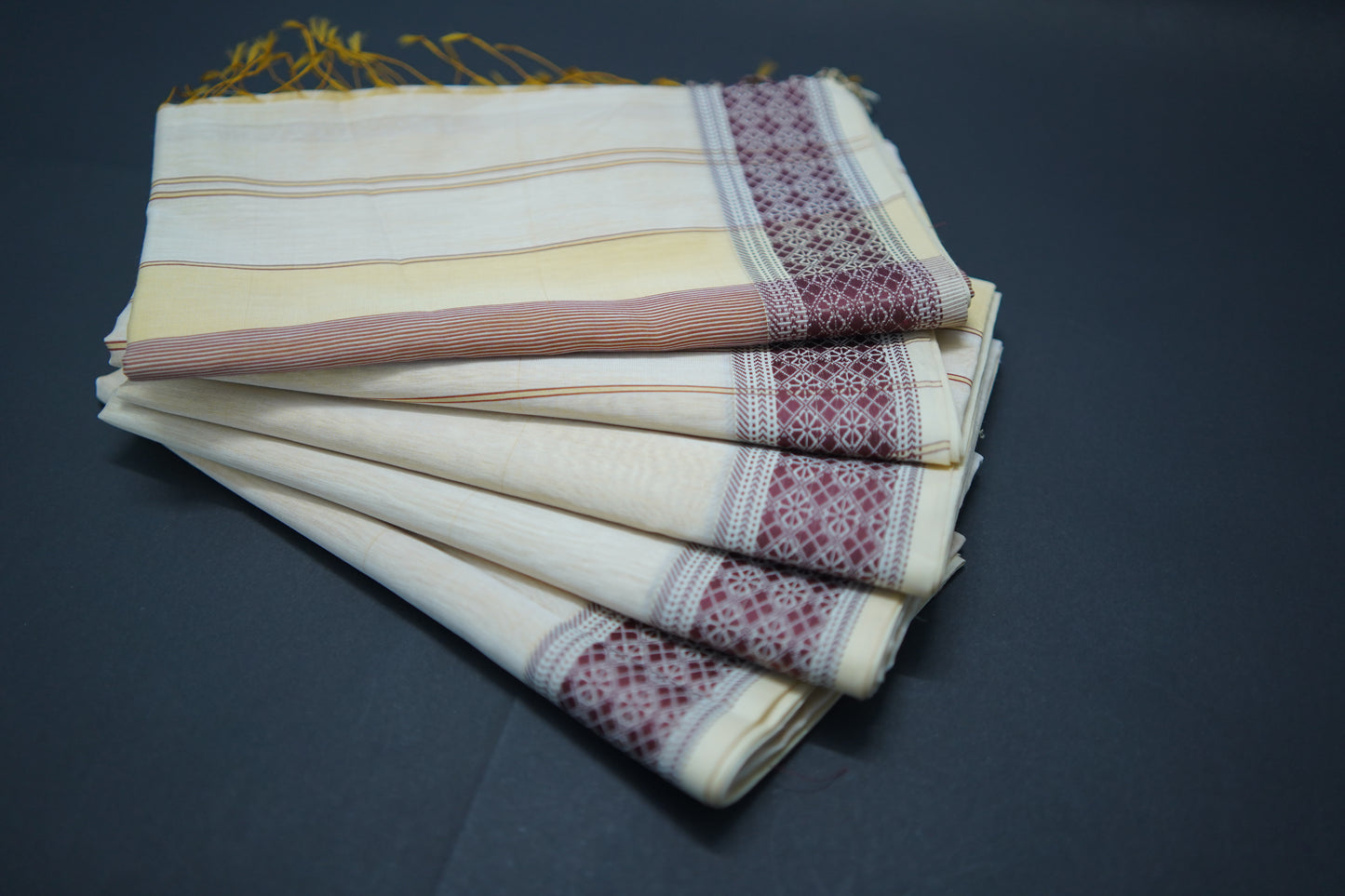 Iris Ivory / Brown, Yellow Cotton Silk Woven Saree