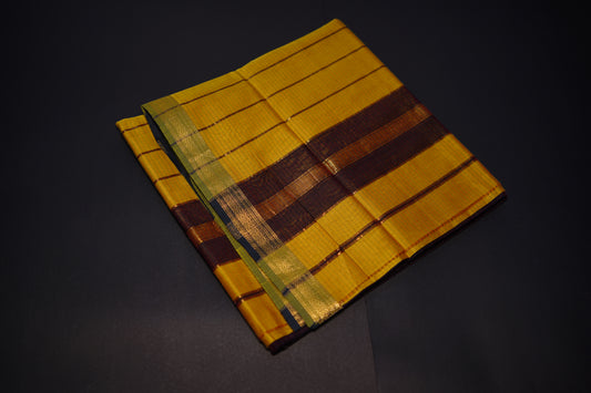 Orchid Pineapple Yellow Cotton Silk Handloom Saree