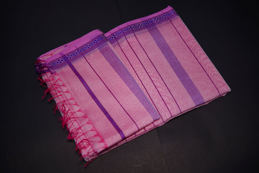 Tulip Pink Silk Cotton Handloom Saree