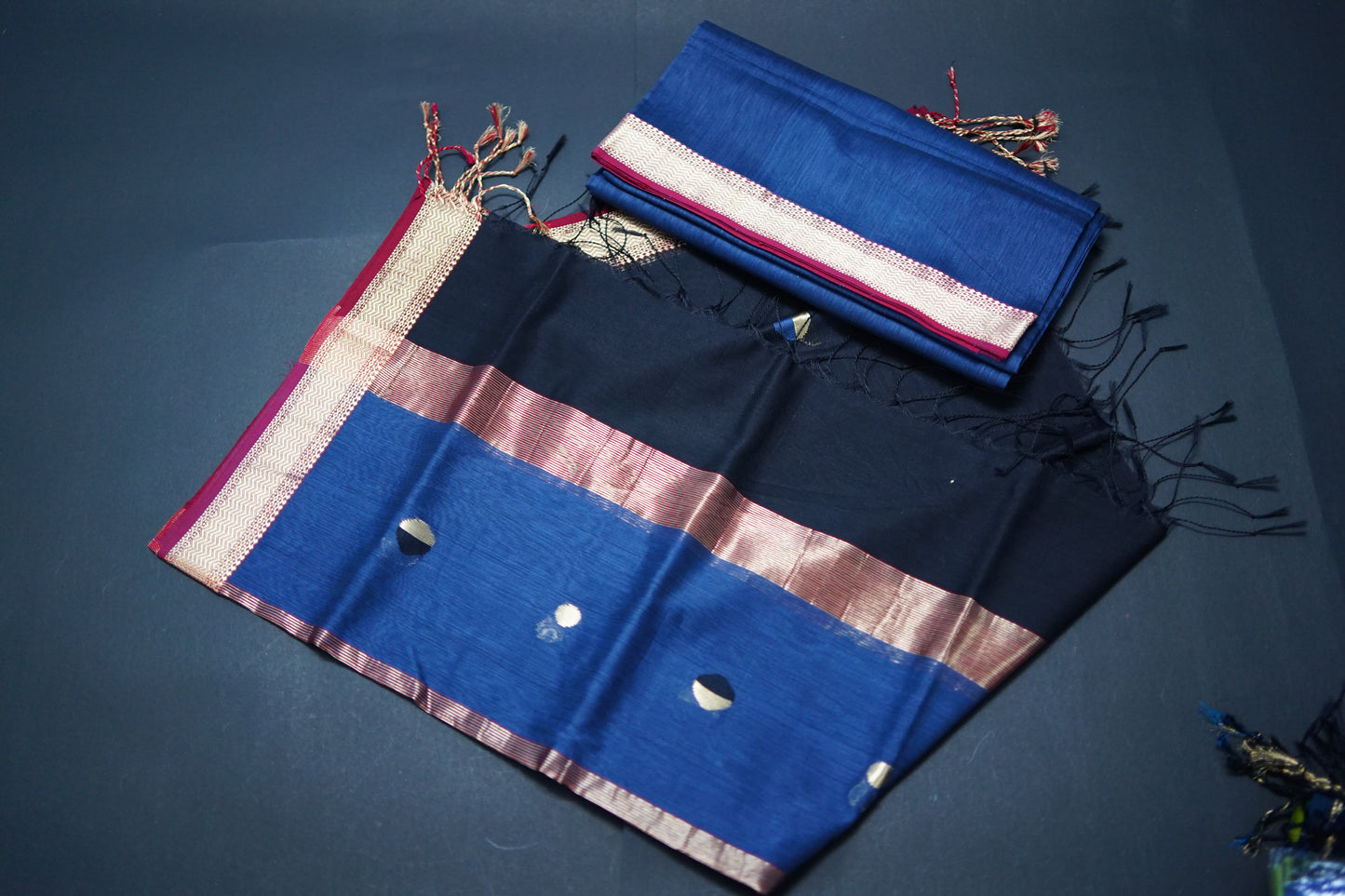 Black Grey | Honnesha Silk Cotton Handloom Suit Material