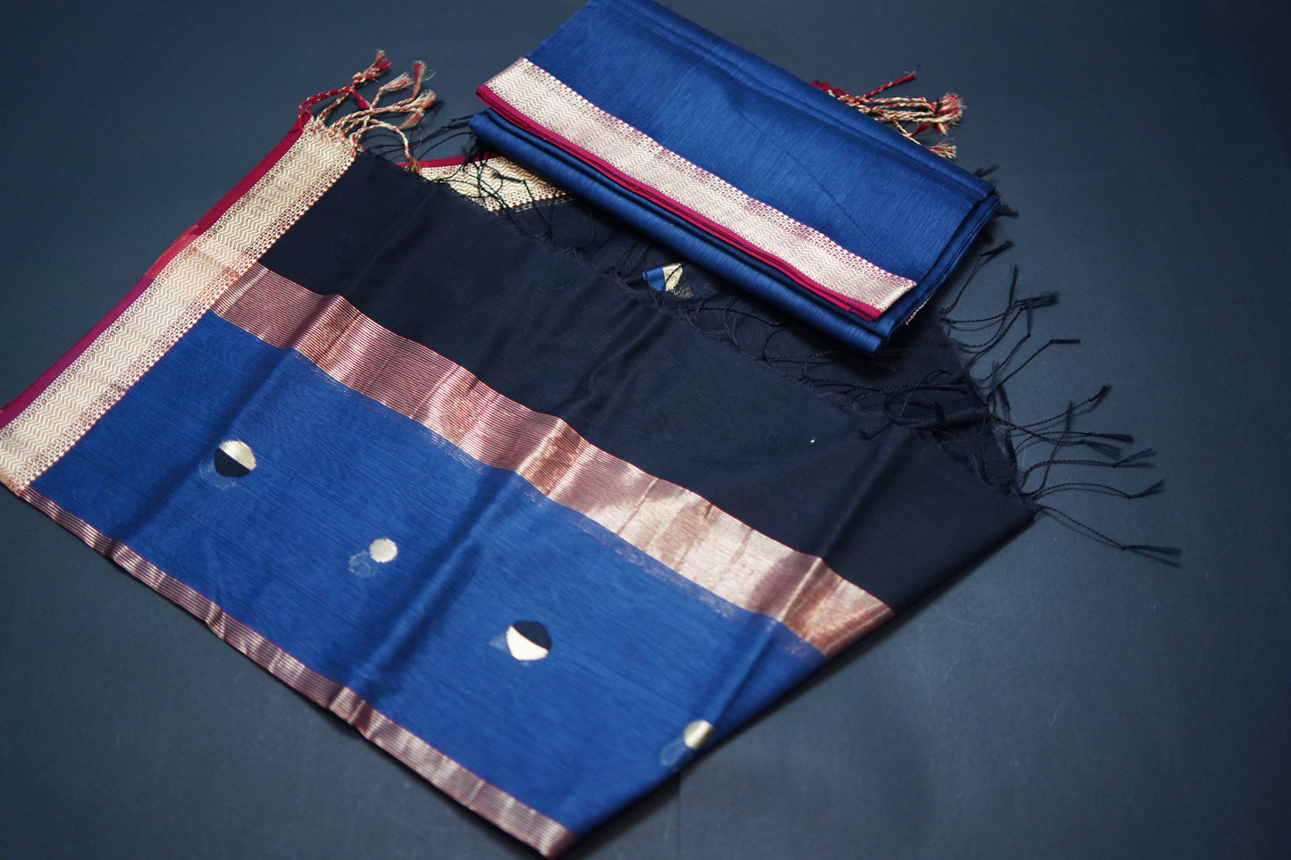 Black Grey | Honnesha Silk Cotton Handloom Suit Material