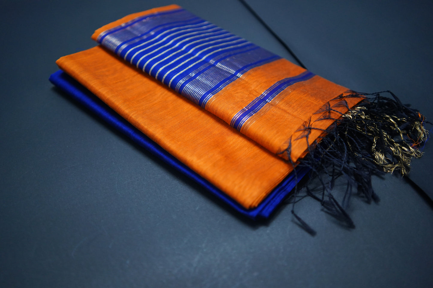 Adya | Deep Orange Honnesha Silk Cotton Handloom Suit Material