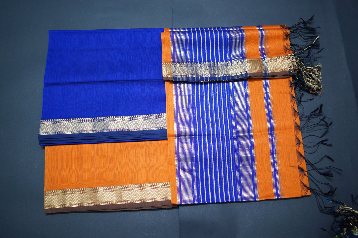 Adya | Deep Orange Honnesha Silk Cotton Handloom Suit Material